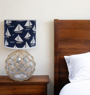 Homeroots 20" Clear Standard Table Lamp With Navy  Blue Shade   401254