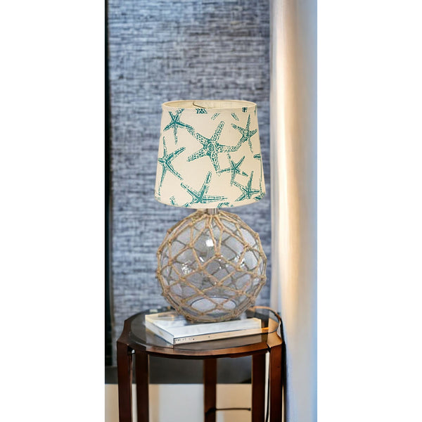 Homeroots 20" Clear Standard Table Lamp With Ivory Shade   401255