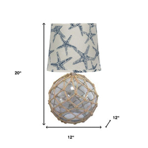 Homeroots 20" Clear Standard Table Lamp With Navy Blue Shade   401256