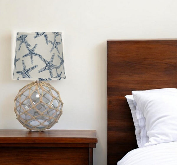 Homeroots 20" Clear Standard Table Lamp With Navy Blue Shade   401256