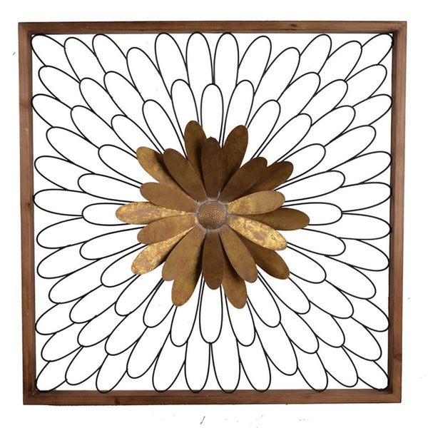 HomeRoots 30" Black Iron Square Framed Art – Handcrafted Rustic Decor for Modern Homes & Offices, Easy to Hang 401270