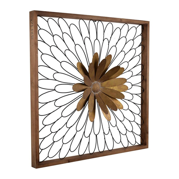 HomeRoots 30" Black Iron Square Framed Art – Handcrafted Rustic Decor for Modern Homes & Offices, Easy to Hang 401270