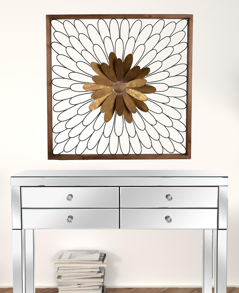 HomeRoots 30" Black Iron Square Framed Art – Handcrafted Rustic Decor for Modern Homes & Offices, Easy to Hang 401270