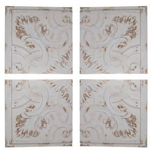 HomeRoots Set of Four White Wood Square Framed Art - Rustic Charm for Modern & Farmhouse Decor Spaces 401271