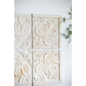 HomeRoots Set of Four White Wood Square Framed Art - Rustic Charm for Modern & Farmhouse Decor Spaces 401271