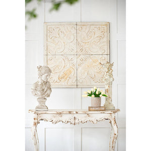 HomeRoots Set of Four White Wood Square Framed Art - Rustic Charm for Modern & Farmhouse Decor Spaces 401271