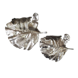 HomeRoots Set of Two Gray Aluminum Sculptures - Modern Wall Art for Contemporary Home Décor & Easy Display 401276