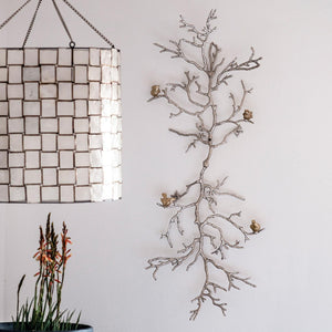 Homeroots Modern 44" Silver Branch And Golden Birds Wall Art  100% Aluminum 401278