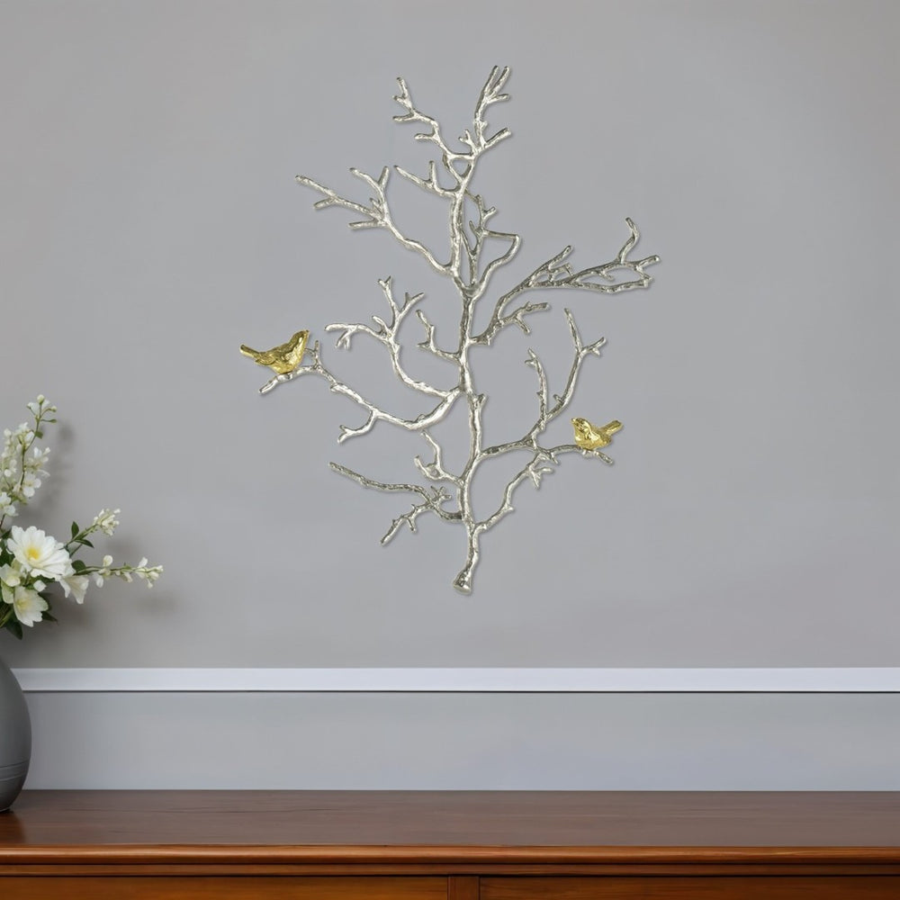 HomeRoots 17" Unique Peel and Stick Wall Decal – Metallic Silver & Gold Design for Stylish Home Décor! 401279