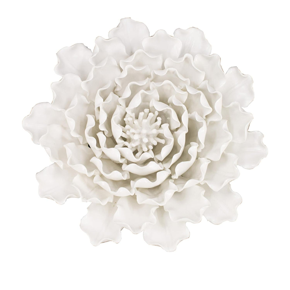 Homeroots 9" Off White Sculptural Flower Ceramic Wall Decor  Ceramic 401280