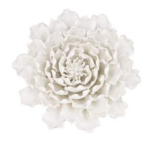Homeroots 9" Off White Sculptural Flower Ceramic Wall Decor  Ceramic 401280