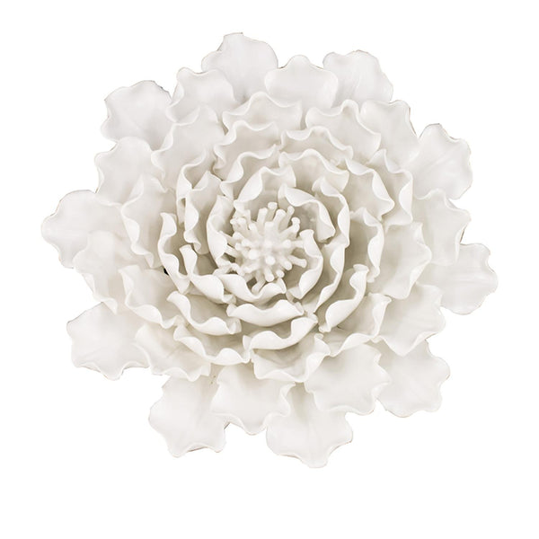 Homeroots 9" Off White Sculptural Flower Ceramic Wall Decor  Ceramic 401280