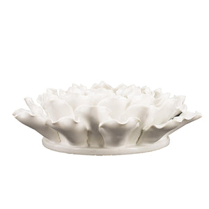 Homeroots 9" Off White Sculptural Flower Ceramic Wall Decor  Ceramic 401280