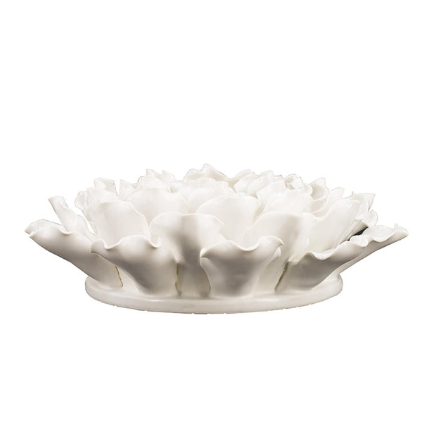 Homeroots 9" Off White Sculptural Flower Ceramic Wall Decor  Ceramic 401280