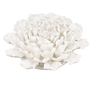 Homeroots 9" Off White Sculptural Flower Ceramic Wall Decor  Ceramic 401280
