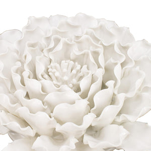 Homeroots 9" Off White Sculptural Flower Ceramic Wall Decor  Ceramic 401280