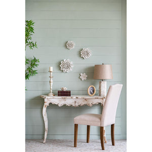 Homeroots 9" Off White Sculptural Flower Ceramic Wall Decor  Ceramic 401280