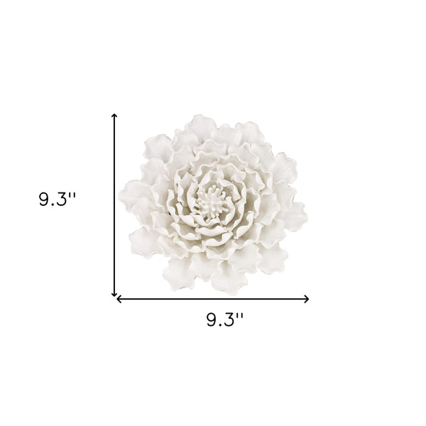 Homeroots 9" Off White Sculptural Flower Ceramic Wall Decor  Ceramic 401280