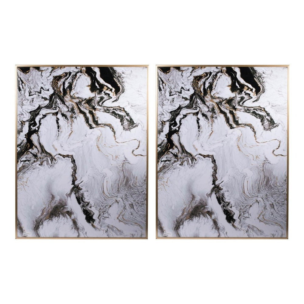 HomeRoots Set of Two White Framed Art Pieces - Handcrafted Modern Decor for Stylish Home Interiors & Versatile Display 401282