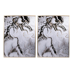 HomeRoots Set of Two White Framed Art Pieces - Handcrafted Modern Decor for Stylish Home Interiors & Versatile Display 401282