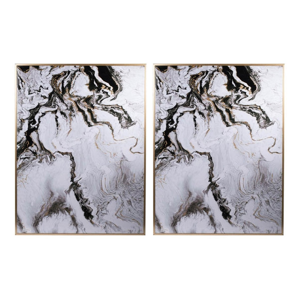 HomeRoots Set of Two White Framed Art Pieces - Handcrafted Modern Decor for Stylish Home Interiors & Versatile Display 401282