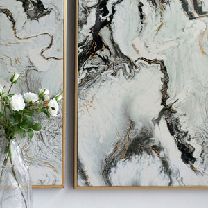 HomeRoots Set of Two White Framed Art Pieces - Handcrafted Modern Decor for Stylish Home Interiors & Versatile Display 401282