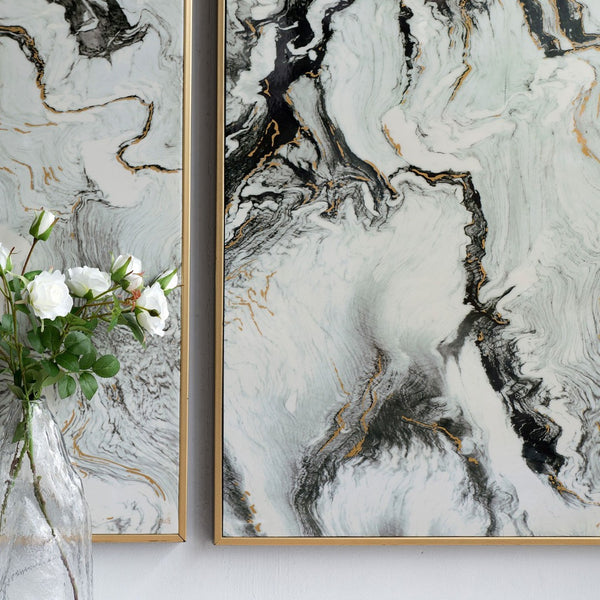 HomeRoots Set of Two White Framed Art Pieces - Handcrafted Modern Decor for Stylish Home Interiors & Versatile Display 401282