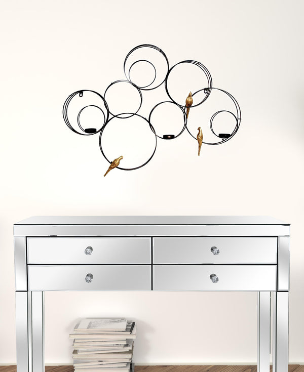 Homeroots Black And Gold Birds Geometric Wall Decor  95% Metal,5% Glass 401283