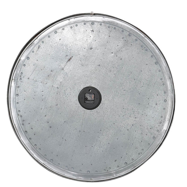 HomeRoots 39" Oversized Rustic Galvanized Metal Wall Clock with Roman Numerals – Perfect for Modern Farmhouse Decor 401287