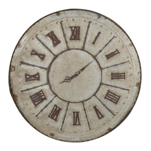 Homeroots Rustic Farmhouse Distressed Tin Round Wall Clock  Metal 401288