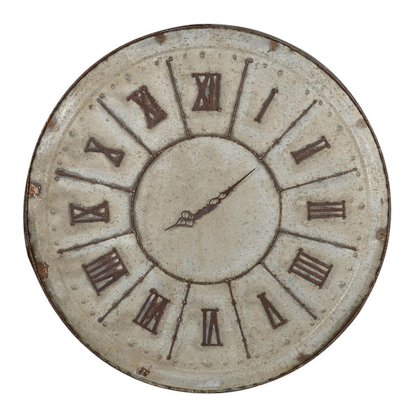 Homeroots Rustic Farmhouse Distressed Tin Round Wall Clock  Metal 401288