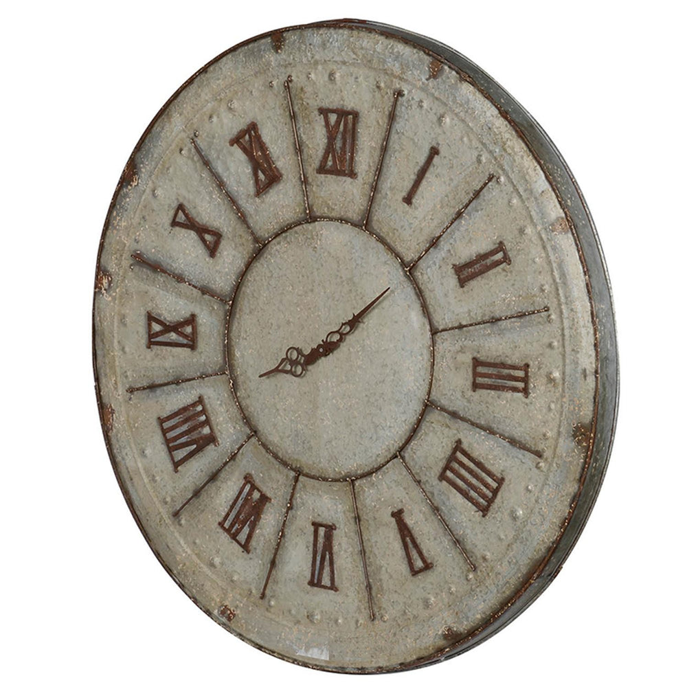Homeroots Rustic Farmhouse Distressed Tin Round Wall Clock  Metal 401288