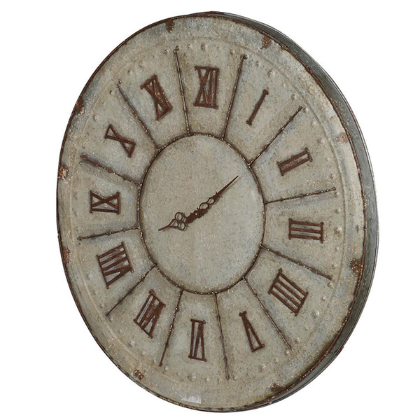 Homeroots Rustic Farmhouse Distressed Tin Round Wall Clock  Metal 401288