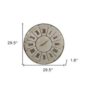 Homeroots Rustic Farmhouse Distressed Tin Round Wall Clock  Metal 401288