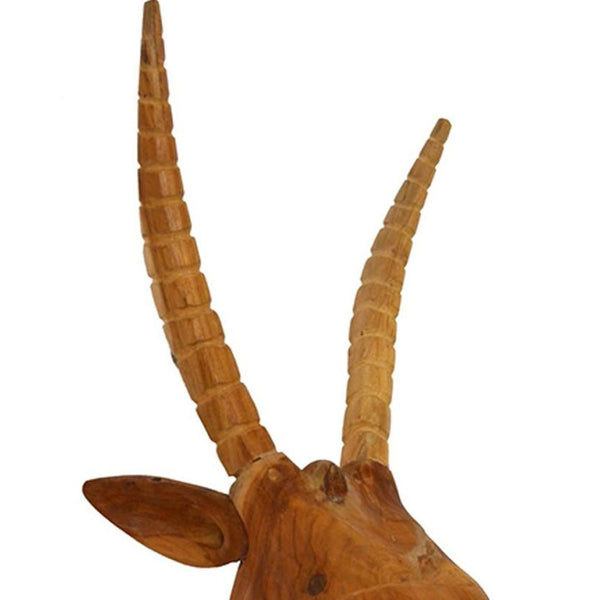 Homeroots Brown Solid Wood Elk Wall Decor  Solid Wood 401293