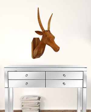 Homeroots Brown Solid Wood Elk Wall Decor  Solid Wood 401293