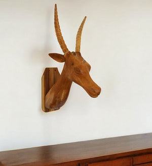 HomeRoots 28" Brown Solid Wood Elk Head Sculpture - Rustic Lodge Wall Art for Cabin and Nature-Inspired Decor 401293
