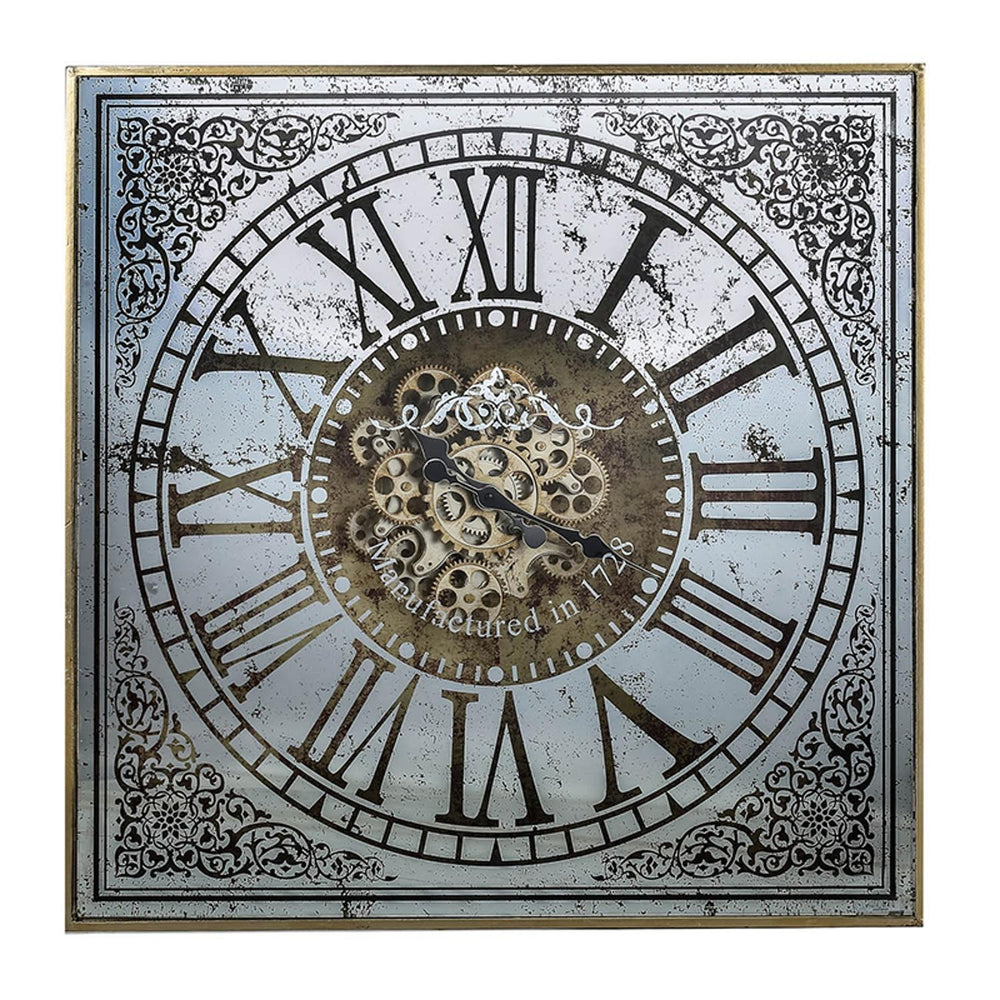 Homeroots Silver And Gold Antique Style Square Wall Clock  50% Metal,40% Glass,10% Palstic 401294