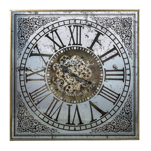 Homeroots Silver And Gold Antique Style Square Wall Clock  50% Metal,40% Glass,10% Palstic 401294