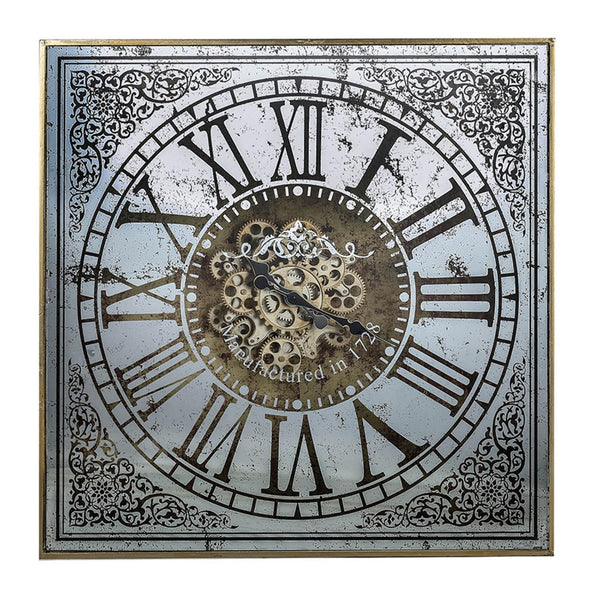 Homeroots Silver And Gold Antique Style Square Wall Clock  50% Metal,40% Glass,10% Palstic 401294