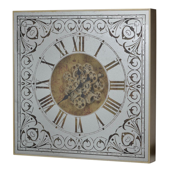Homeroots Silver And Gold Antique Style Square Wall Clock  50% Metal,40% Glass,10% Palstic 401294