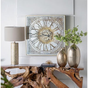 Homeroots Silver And Gold Antique Style Square Wall Clock  50% Metal,40% Glass,10% Palstic 401294