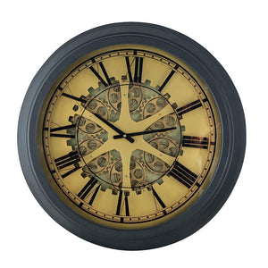 Homeroots Black And Copper Exposed Gears Round Wall Clock  80% Iron,20% Plastic 401295
