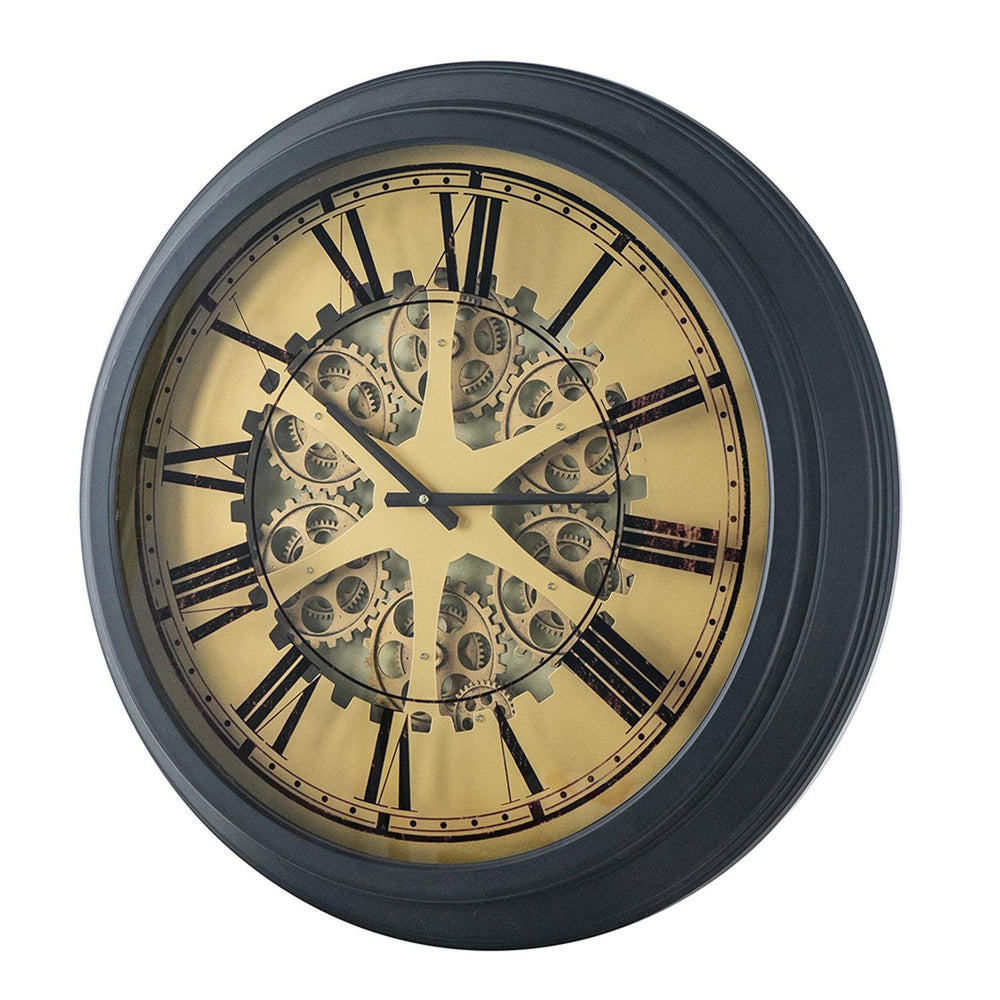 Homeroots Black And Copper Exposed Gears Round Wall Clock  80% Iron,20% Plastic 401295