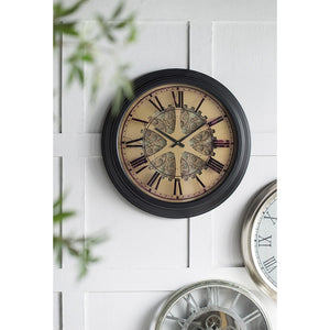 Homeroots Black And Copper Exposed Gears Round Wall Clock  80% Iron,20% Plastic 401295
