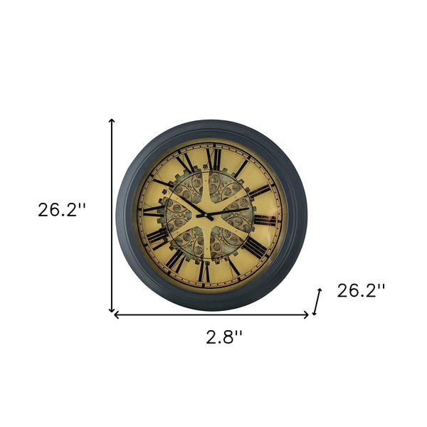 Homeroots Black And Copper Exposed Gears Round Wall Clock  80% Iron,20% Plastic 401295