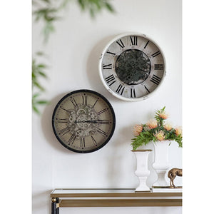 HomeRoots 18" Black and Ivory Vintage Gear Industrial Wall Clock - Stylish Statement Piece for Any Space 401296