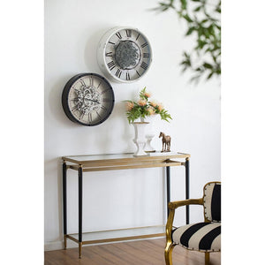 HomeRoots 18" Black and Ivory Vintage Gear Industrial Wall Clock - Stylish Statement Piece for Any Space 401296