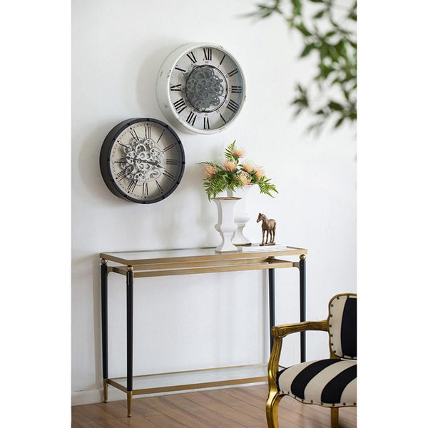 HomeRoots 18" Black and Ivory Vintage Gear Industrial Wall Clock - Stylish Statement Piece for Any Space 401296