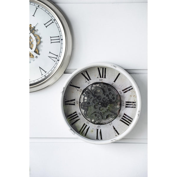 Homeroots Rustic White Industrial Gear Vintage Wall Clock  70% Iron,30% Plastic 401297